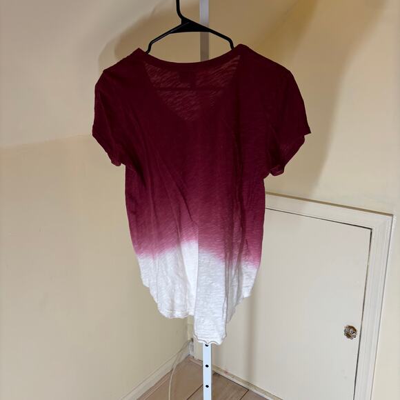 Anthropologie Left of Center EUC Women's Hombre V-Neck Pink White Tee Size XSP - Picture 5 of 6